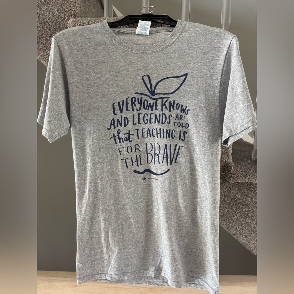 Jerzees Gray T-Shirt with Navy Print